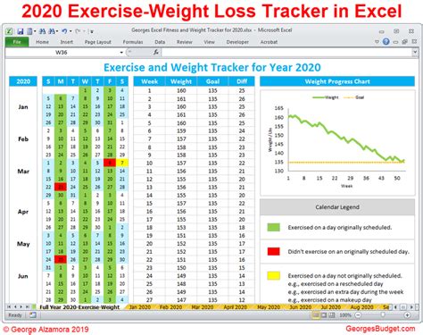 Check it out for yourself! Excel Exercise Tracker - Weight Loss Tracker for Year 2020 - GeorgesBudget.com