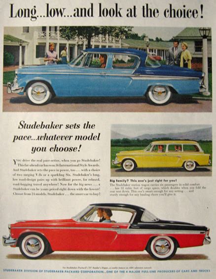 1955 Studebaker Commander And Wagon Ad Vintage Car Ads