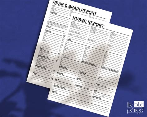 Nurse Report Sheet Sbar And Brain Nursing Report Sheet Simple Etsy