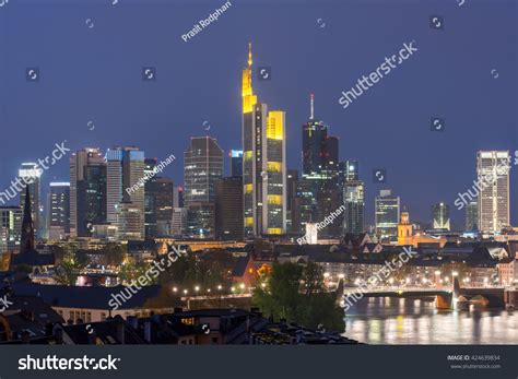 Cityscape Frankfurt Main Skyline Nightfrankfurt Germany Stock Photo