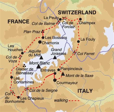 Itinerary Map For Mont Blanc Circuit Mont Blanc Best Holiday