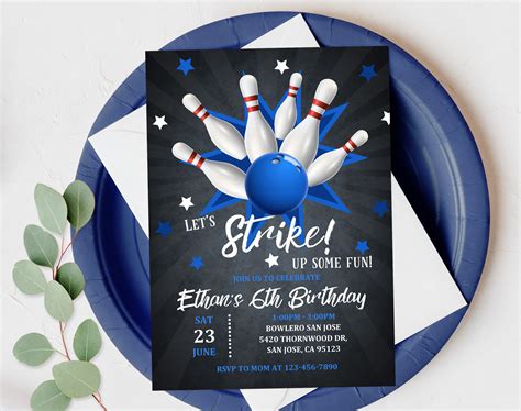 Bowling Birthday Party Invitation Lets Strike Up Some Fun Etsy Australia
