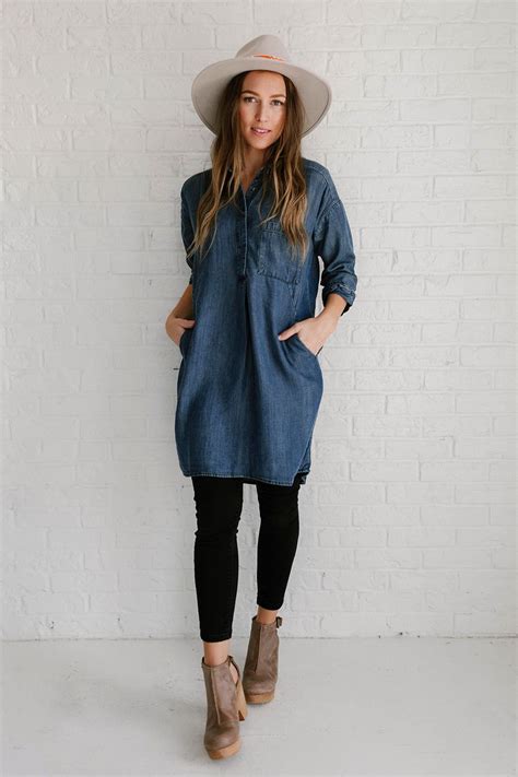 Dallas Denim Blouse Clad And Cloth Apparel Dresses With Leggings