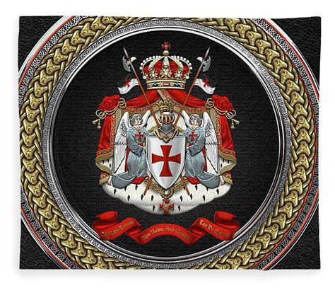 knights templar coat of arms special edition over black leather fleece blanket for sale by