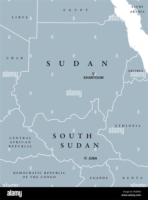 Sudan And South Sudan Political Map With Capitals Khartoum And Juba