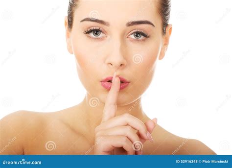 Beauty Woman Making Hush Gesture Stock Photo Image Of European Hush
