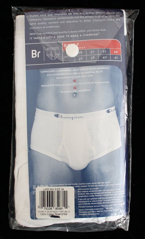 Discontinued 1 Pack 3 Pair Champion White Briefs Size 34