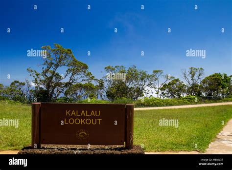 Sign At The Kalalau Lookout In Kokee State Park Into Kalalau Valley At