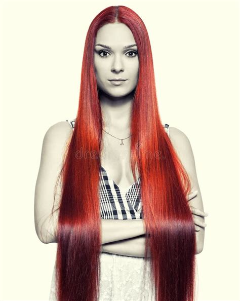 Woman With Long Red Hair Stock Image Image Of Hairdo 44412275