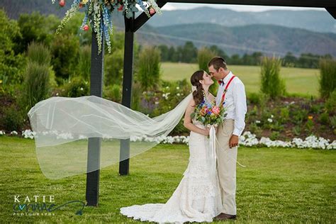 Katie Corrine Photography Long Veil Bowtie Outdoor Colorado Wedding