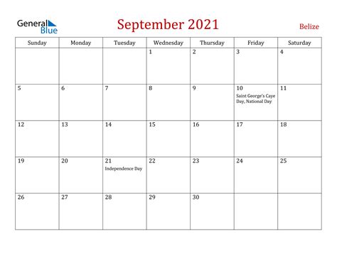 September 2021 is a period characterized by the opposition between mars and neptune (09/02); September 2021 Calendar - Belize