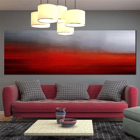 Modern Abstract Canvas Wall Art Red Brush Strokes Abstract Pattern Ca