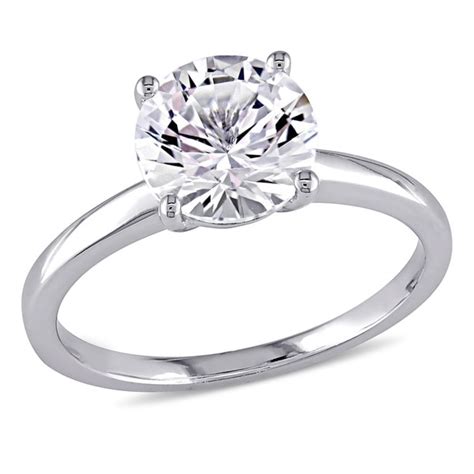 Miadora 10k White Gold Created White Sapphire Solitaire Engagement Ring