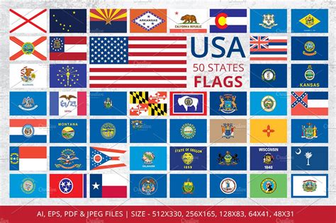 States Flags Of Usa Illustrations Creative Market