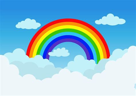 Vector Illustration Rainbow And Cloud On Blue Sky Background 538050