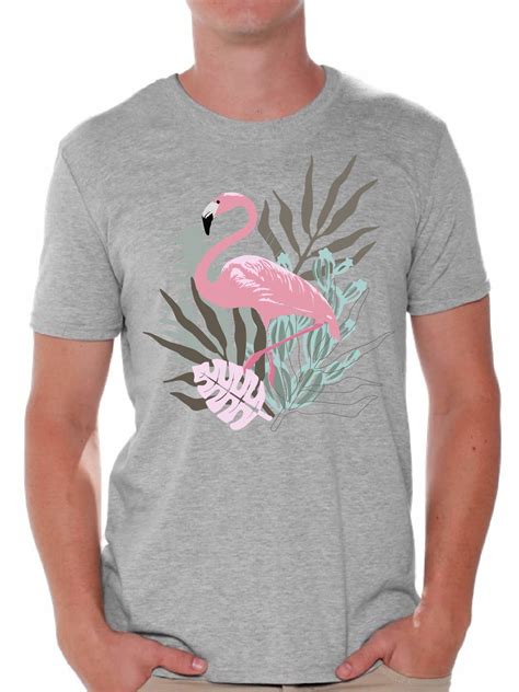 Awkward Styles Floral Flamingo T Shirt For Men Summer Mens Shirts Pink