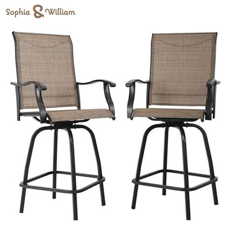 Sophia And William 2pcs Outdoor Swivel Bar Stools Steel Frame Height