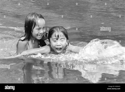 Children Playing In The Mekong Laos Stock Photo Alamy
