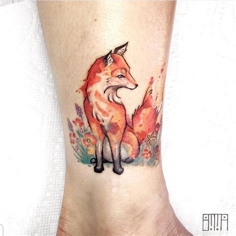 Foxy Tattoo On A Foxy Lady By Emmagracetattoo Foxtattoo Watercolottattoo Nyctattoo