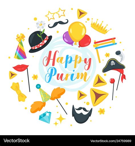 Happy Purim Celebration Layout Template Royalty Free Vector
