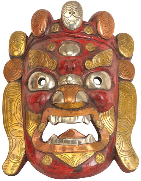 Mahakala Wall Hanging Mask Tibetan Buddhist Deity Exotic India Art