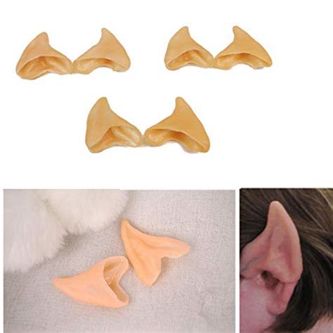 Kbraveo 3 Pairs Latex Soft Elf Ear Fake Ears Ear Tips For Halloween