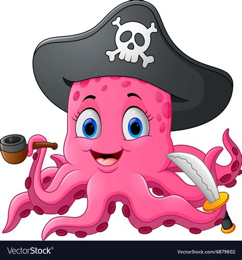 Cartoon Pirate Octopus Royalty Free Vector Image