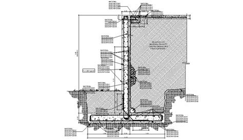 2d Cad Structural Drawings Of Retaining Wall Autocad File Cadbull