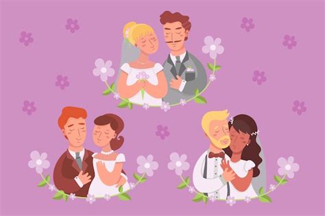 Free Vector Illustrated Wedding Couple Theme