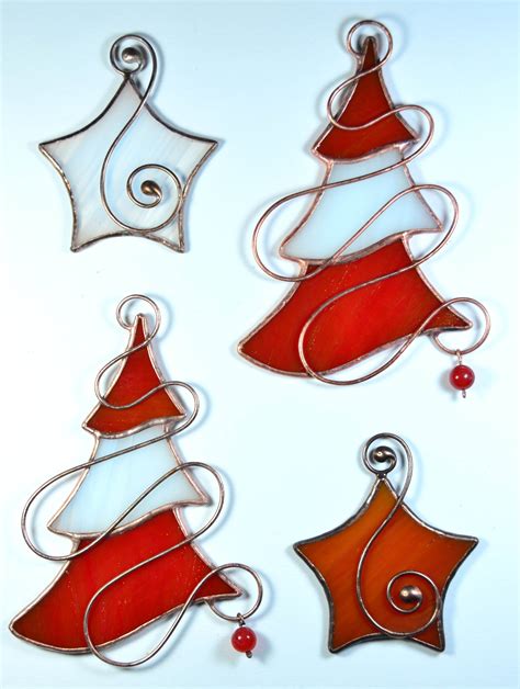 Body in translucent rose stained glass. Stained glass Christmas tree, holiday suncatcher, handmade ...