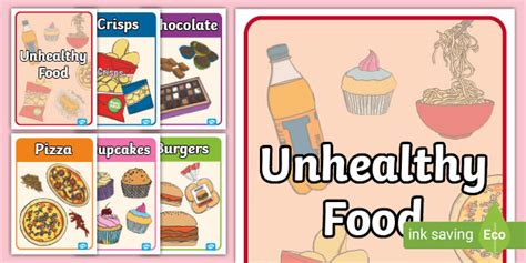 Free Unhealthy Food Pictures With Names Ks1 Twinkl Resource