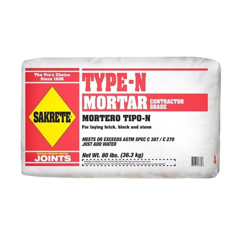 A technical guide on how to choose the right mortar mix. SAKRETE 80 lb. Type N Mortar-602.80.SK - The Home Depot