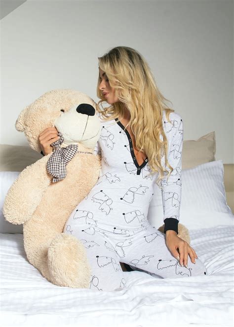 Pajama With Open Butt Flap Sexy Sleep Suit Ash Etsy Australia