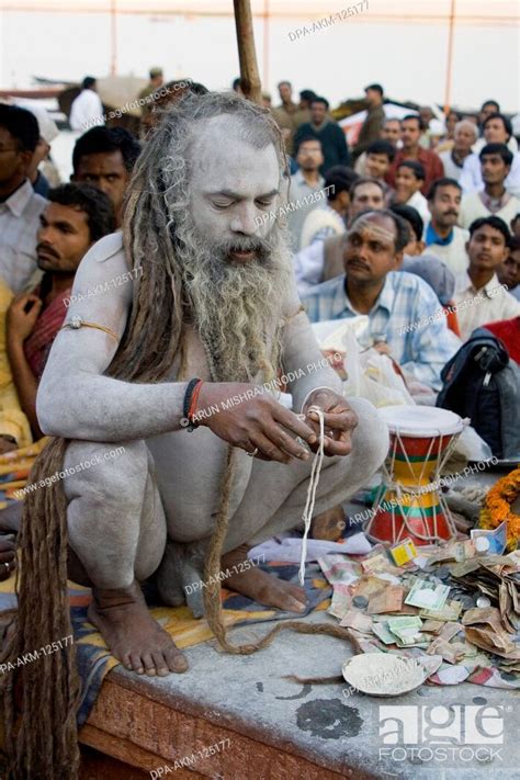 Hindu Saint Naga Baba Shivdasgiri With Donated Money During