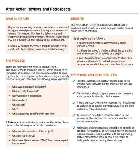 After Action Review Template Word