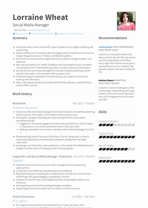 If you have limited or no. Resume Of Social Media Executive : Social Media Manager Resume Samples | QwikResume : Career ...
