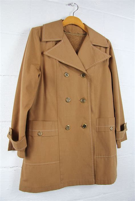 Womens Winter Coat Vintage Sears Double Breasted 70s Jacket Size Medium