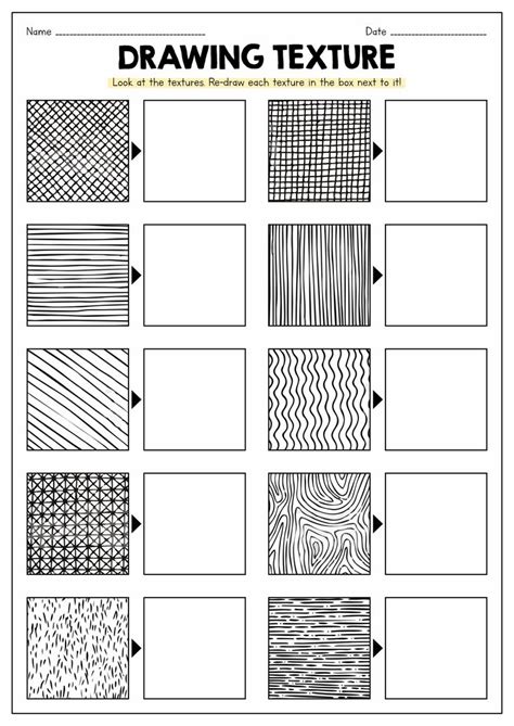 Drawing Texture Worksheet Texture Art Projects Drawing Exercises