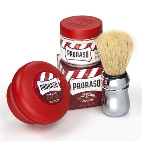 Proraso Set Red Pre Shave Shaving Soap Brush