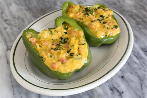 stuffed peppers with cheesy ham and rice filling recipe