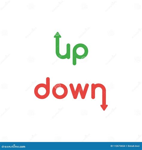 Vector Icon Concept of Up and Down Words with Arrows, Moving Up Stock