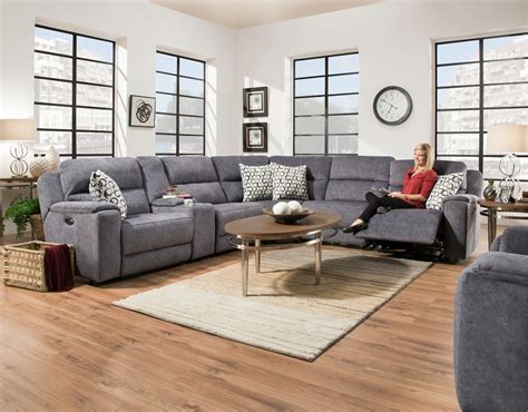 Blue 6 Piece Power Reclining Sectional Sofa Imprint In 2020
