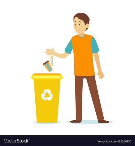 Cartoon Character Person Man Throwing Trash Vector Image