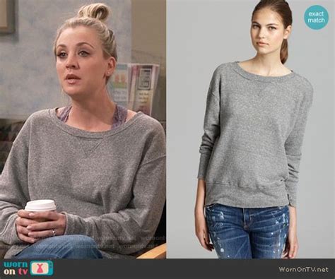 Pennys Grey Sweatshirt And Purple Lace Bra On The Big Bang Theory