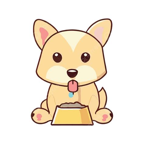 Cute Hungry Dog Illustration Vector Dog Illustration Cute Dog