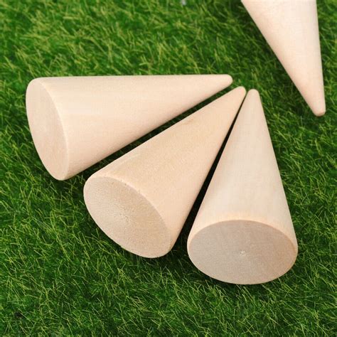 10pcs Diy Cones Shape Solid Wooden Pieces Craft Etsy