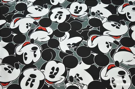 50170cm Lovely Black Mickey Mouse Terry Cotton Fabric For Sewing Diy