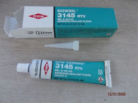 Dow Corning 3145 Rtv Clear Mil A 46146 Silicone Adhesive Sealant 3 Oz