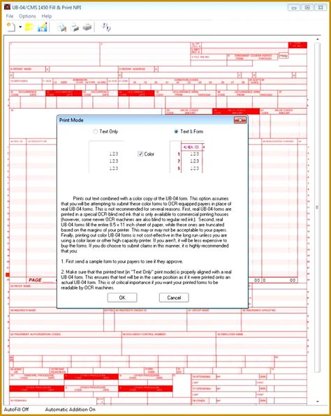 Free Fillable And Printable Ub 04 Claim Form Printable Forms Free