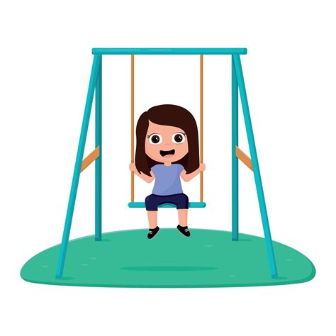 Cute Cartoon Child On Swing 2993590 Vector Art At Vecteezy
